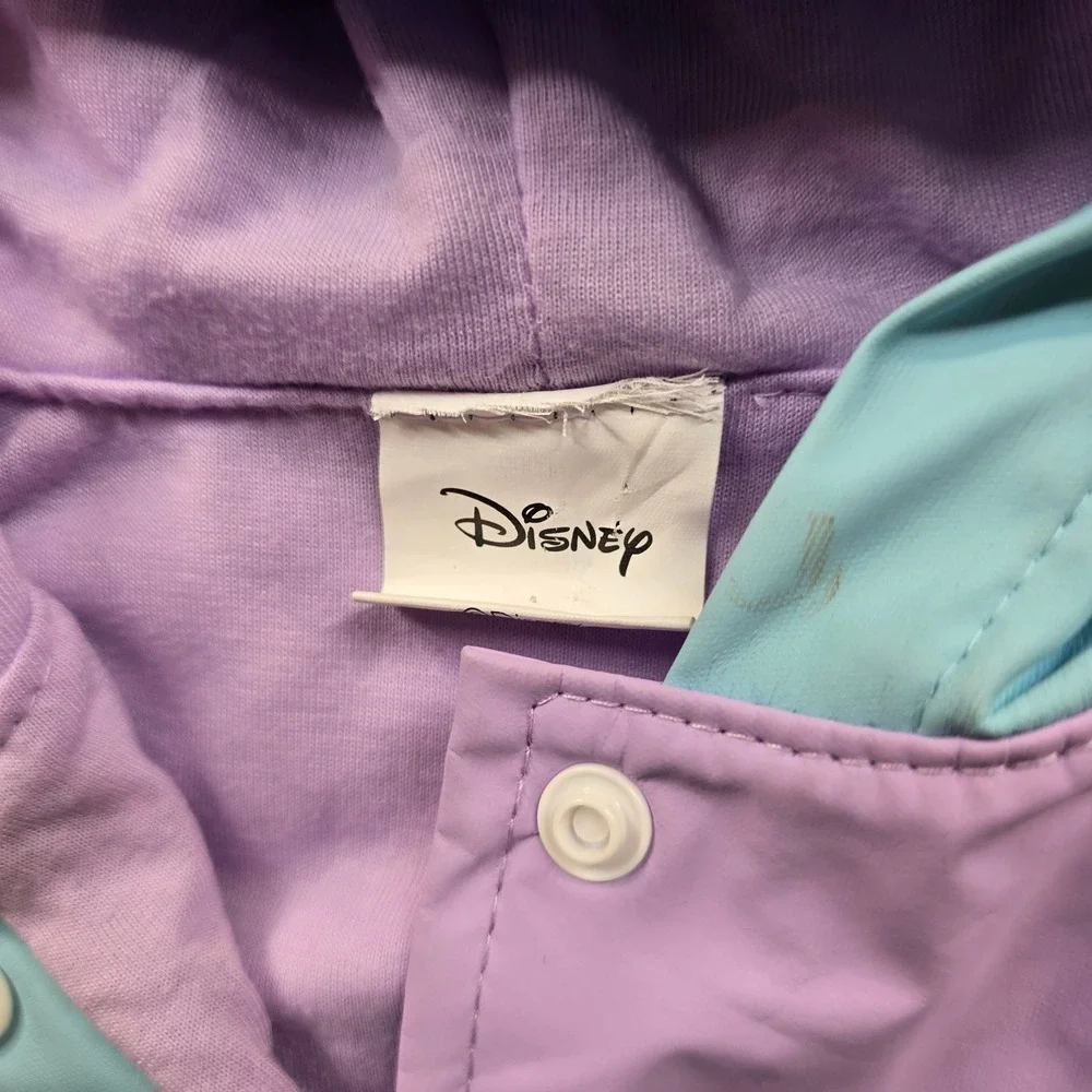 Disney Frozen Rain Jacket‎ Girls 5-6 Purple Blue Hooded Anna Elsa Raincoat